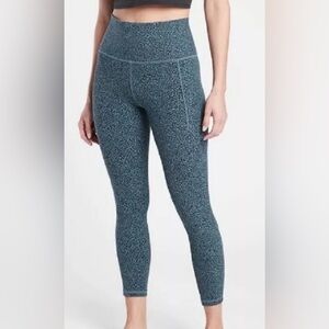 Athleta Salutation Stash Textured Tight in Mini Cheetah Print, Blue/Black, M